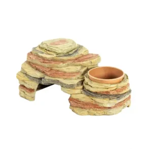 Cachette Mangeoire Feeding Dishes Hideout 3-en-1 REPTIZOO - 28 x 16,5 x 13 cm