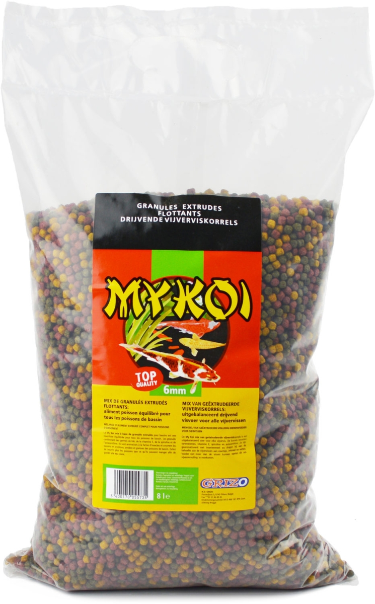 MY KOI MIX 6MM MIX 3 KORRELS ZW/GEEL/ROOD zak 8 liter  3 kg - Afbeelding 2