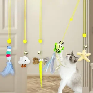 Interactieve Elastische Katten Speelrope met Bel – Deurhanger Teaser Speelgoed