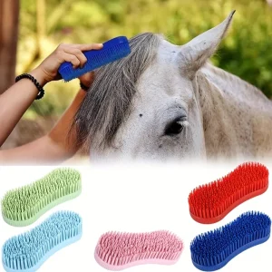 EquiGlow DuoBrush – 2-delige Siliconen Paardenverzorgingsborstel voor Massage & Reiniging