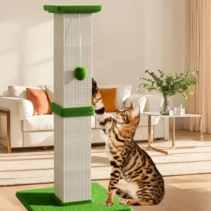 Krabpaal Kat 80cm Hoog – Sisal met Speelbal, 40x40cm Basis, Meerkleurig